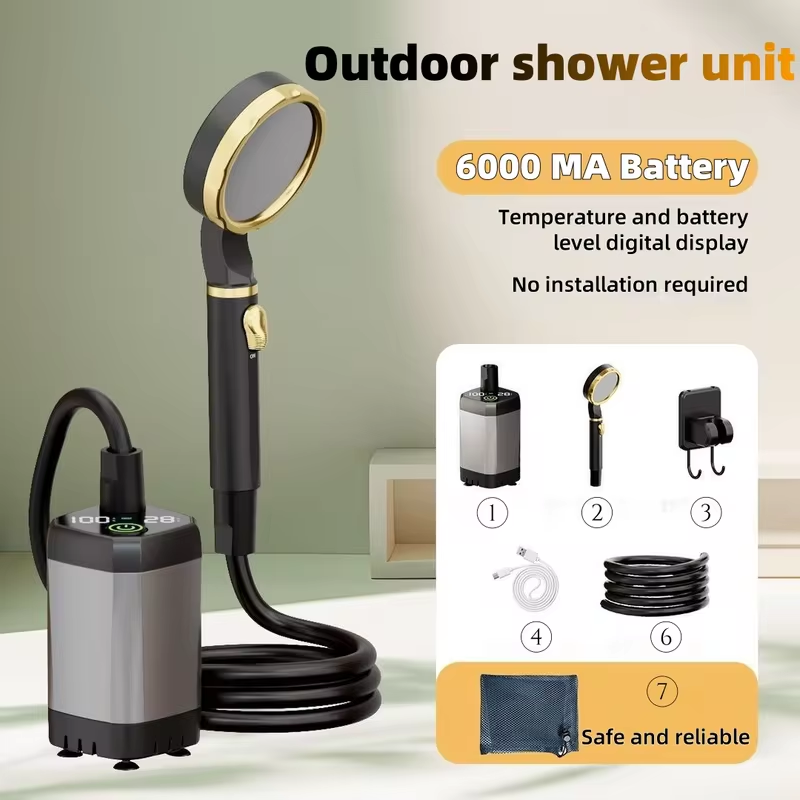 Outdoor Camping Kit - Draagbare elektrische buitendouche, kampeerdoucheset, lange batterijduur,