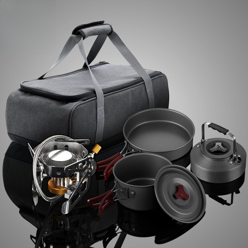 Outdoor Camping Kit - Draagbare split-gasfornuis kookset voor 2-3 personen,