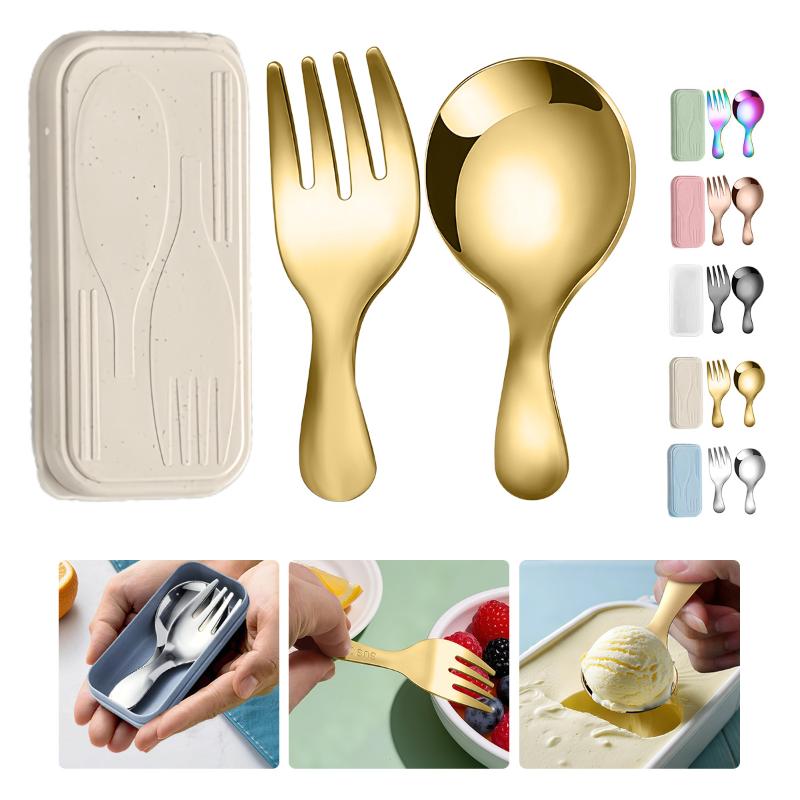 Camp Cooking Set - Roestvrijstalen serviesset Lepel Vork 2 stuks