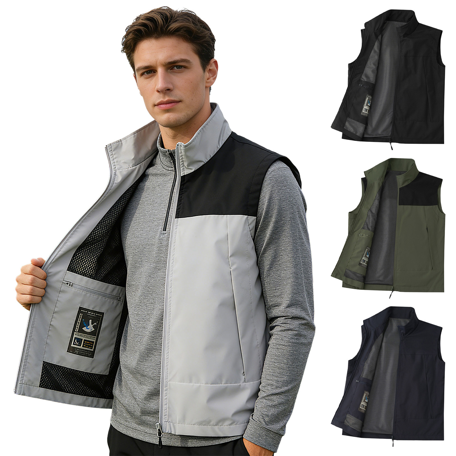 Outdoor Camping In Winter - # M-5XL Heren Golfvest met Staande