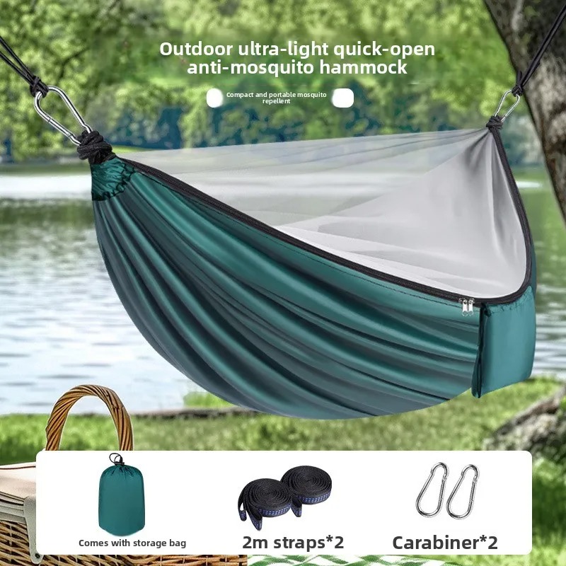 Outdoor Camping Hammock - Lichtgewicht Campinghangmat Met Muskietennet 270x140cm Anti-Rollover