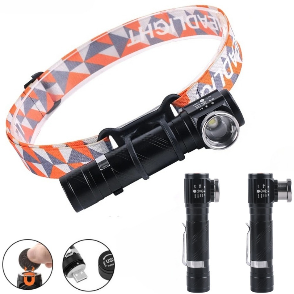 Headlamp - Superheldere LED 90 ° Zoombare oplaadbare