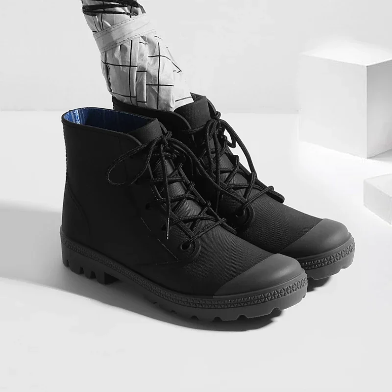 Outdoor Camping In Winter - Winter Heren Regenlaarzen Veters Enkel Katoenen