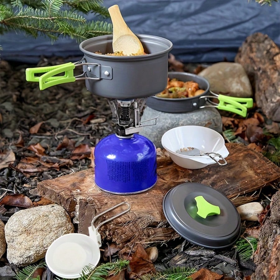 Camping kookset: draagbaar ser - Camp Cooking Set recensie en prijs