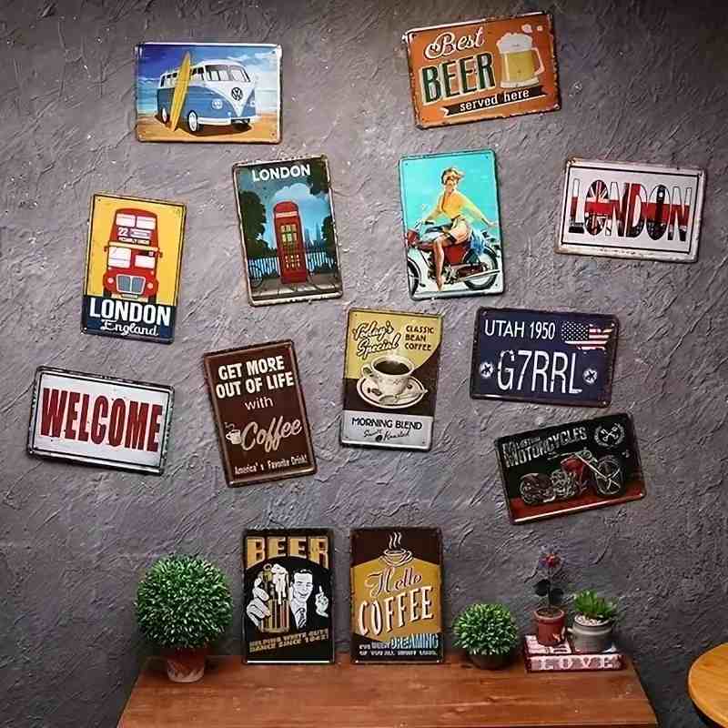 Vintage metalen bord met campi - Outdoor Camping Quotes recensie en prijs