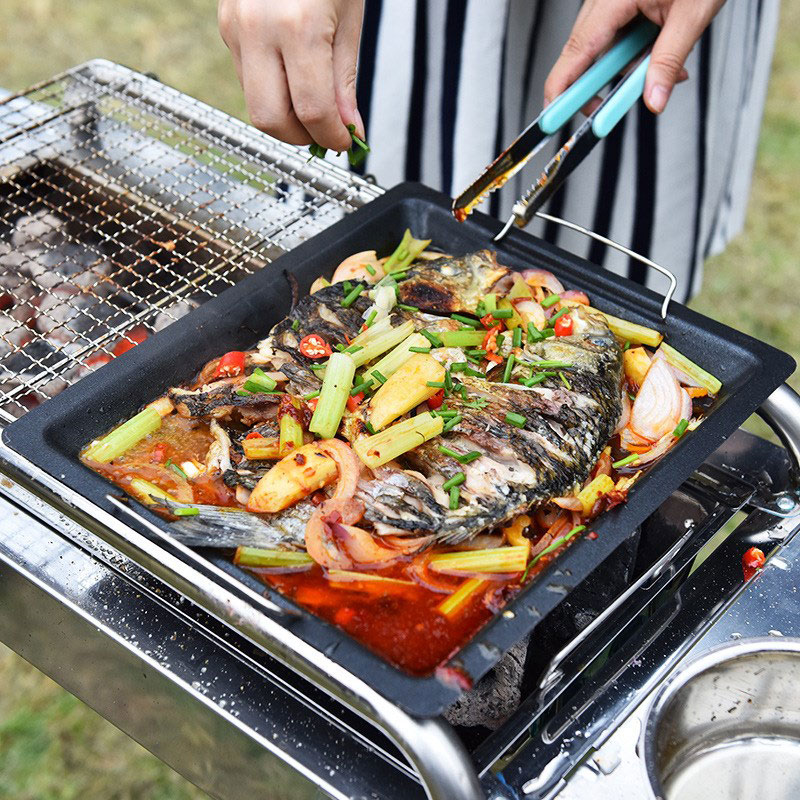 Buiten dikke vierkante grillpa - Camp Cooking Set recensie en prijs