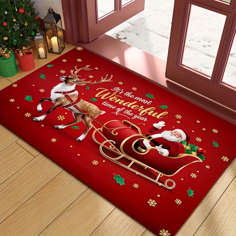 Rode Kerstflanel Deurmat met S - Outdoor Camping Quotes recensie en prijs