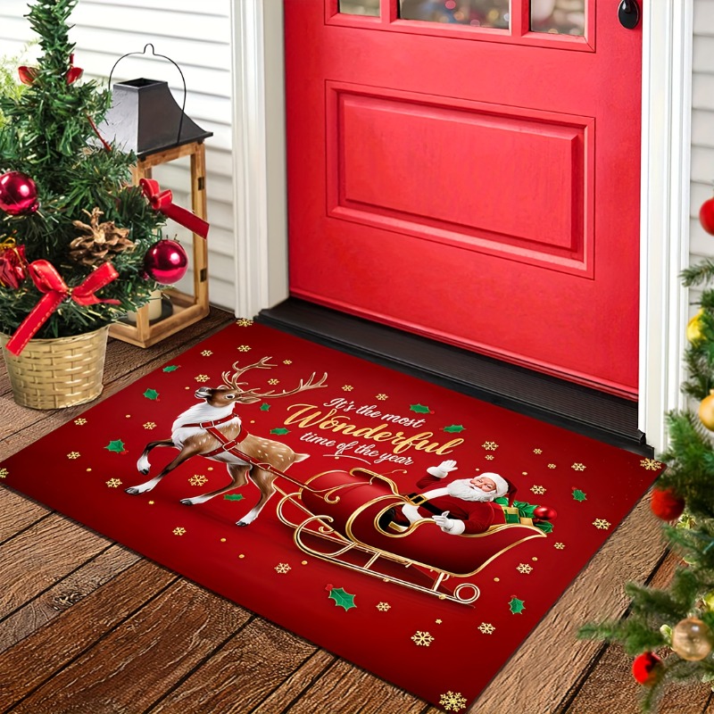 Rode Kerstflanel Deurmat met S - Outdoor Camping Quotes recensie en prijs